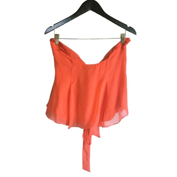 BCBG Max Azria Silk Halter Top Crop Blouse Women's 12 Orange Ethereal NWT - Picture 6 of 9